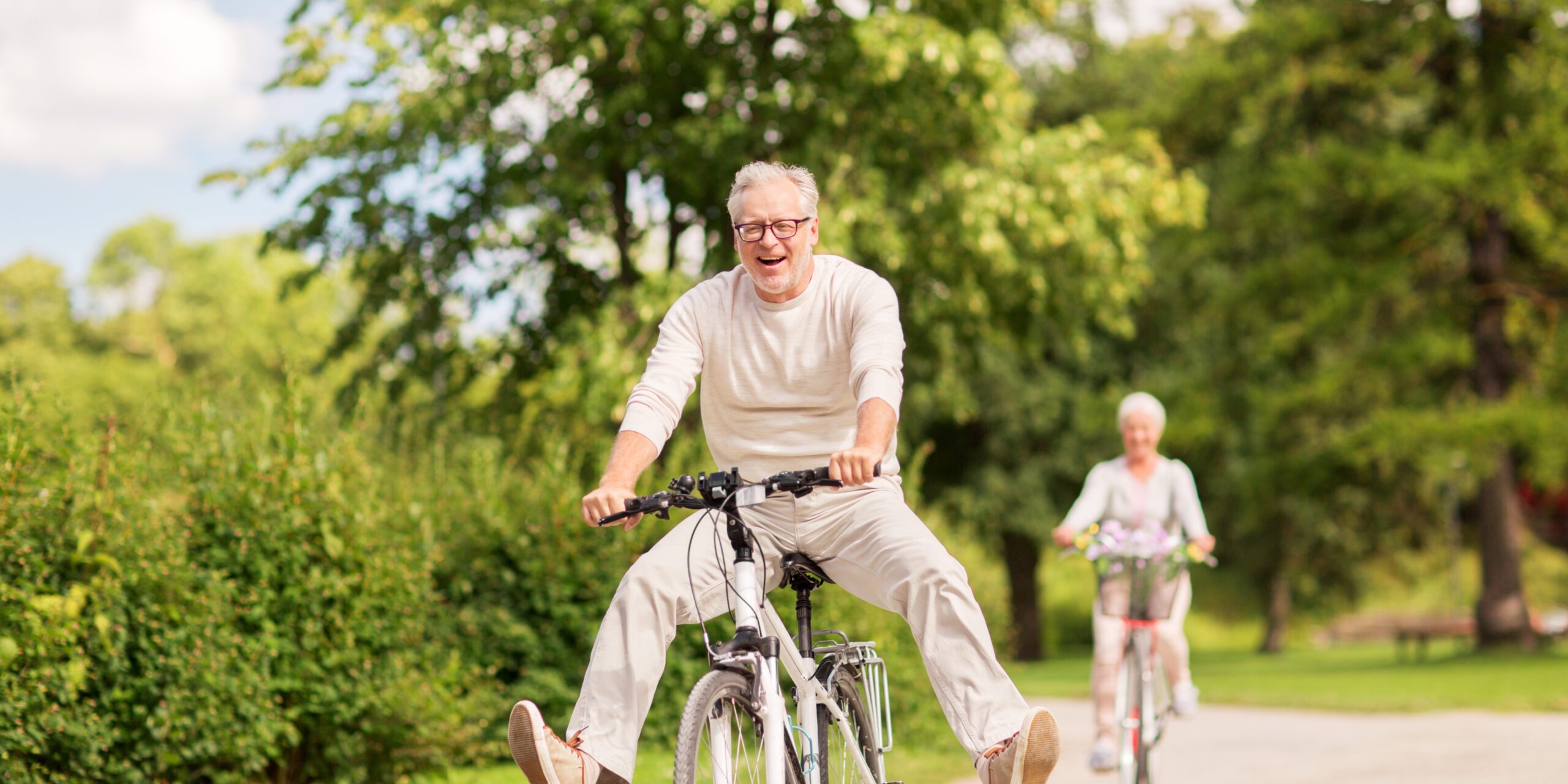 couple biking
